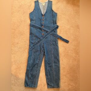 Madewell Blue Denim V-Neck Jumpsuit